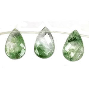 GREEN RUTIALITE FACETED PEAR SD 16X25MM